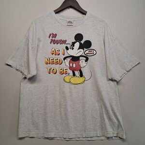 Vintage Mickey Mouse 2XL T Shirt Tough As I Need To Be Intense Alstyle Gray